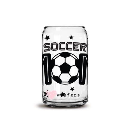 Soccer Mom Cleats and Balls 16oz Libbey Glass Can UV DTF or Sublimation Wrap - Decal - Weefers