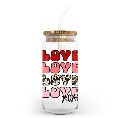 Love XOXO Valentine's Day 20oz Libbey Glass Can UV DTF or Sublimation Wrap - Decal Transfer - Weefers