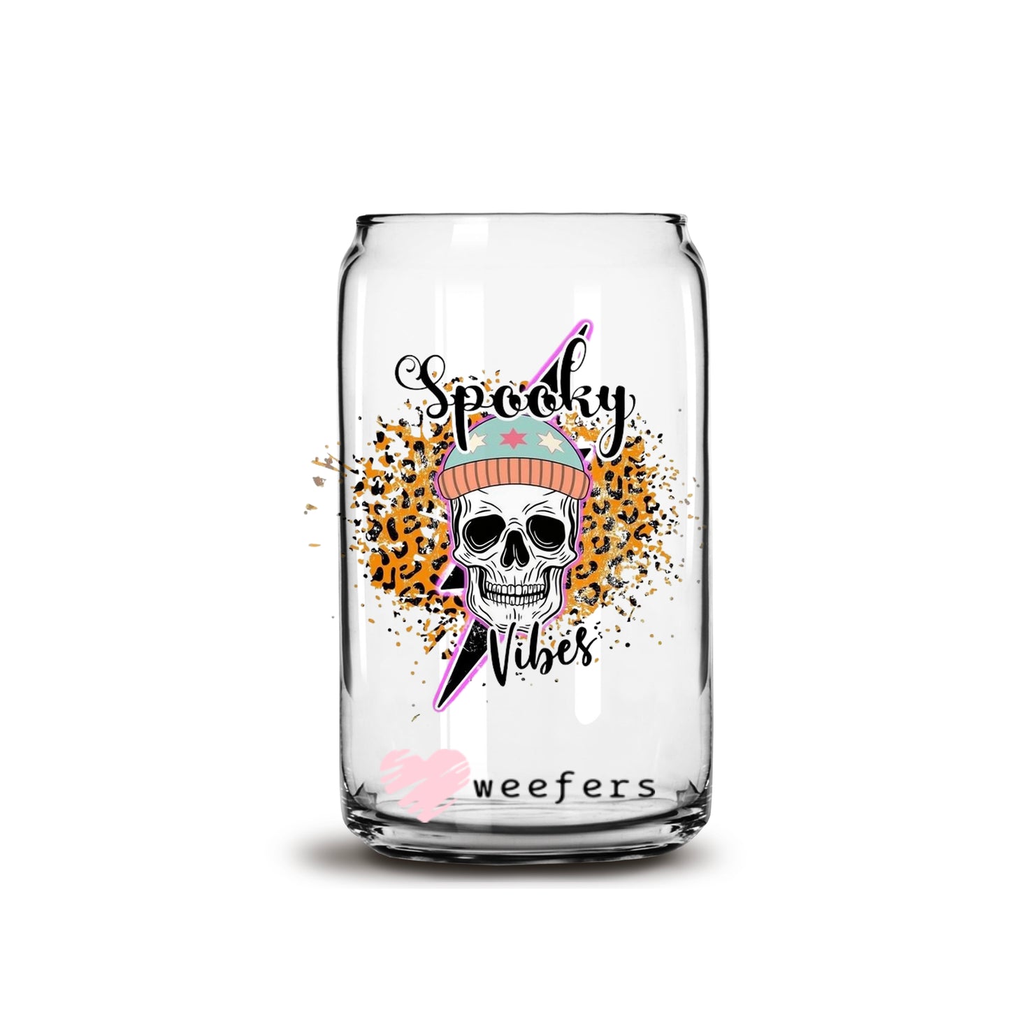 Spooky Vibes Halloween 16oz Libbey Glass Can UV DTF or Sublimation Wrap - Decal - Weefers