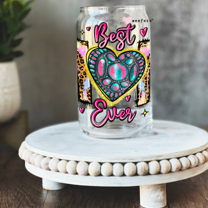 Best Mom Ever Heart 16oz Libbey Glass Can UV DTF or Sublimation Wrap - Decal - Weefers