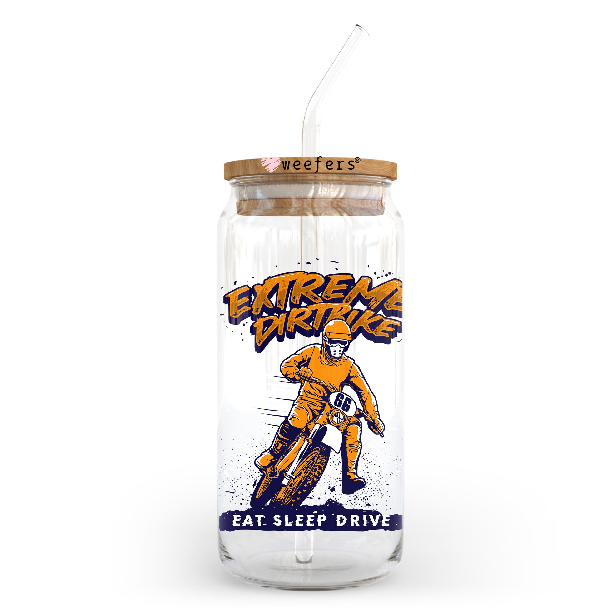 Extreme Dirtbike Eat Sleep Drive 20oz Libbey Glass Can UV DTF or Sublimation Wrap - Decal Transfer - Weefers