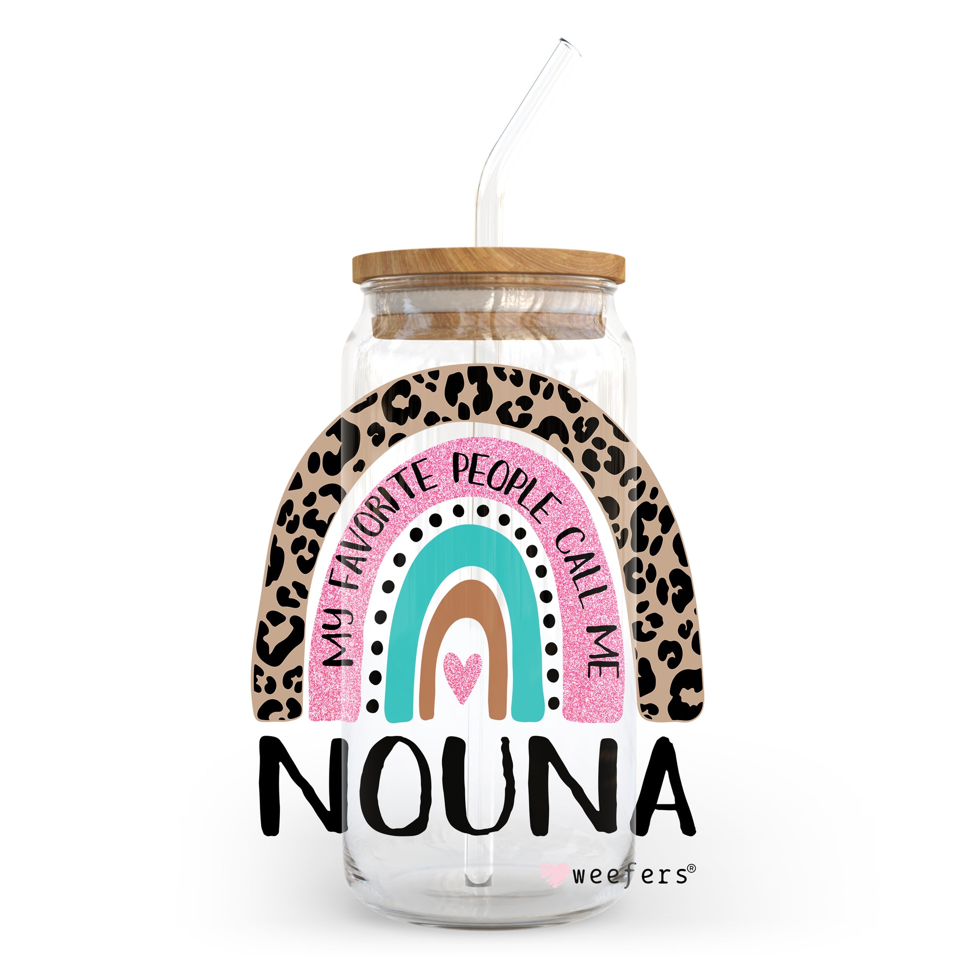 Mother's Day Nouna Boho Rainbow 20oz Libbey Glass Can, 34oz Hip Sip, 40oz Tumbler UV DTF or Sublimation Decal Transfer - Weefers