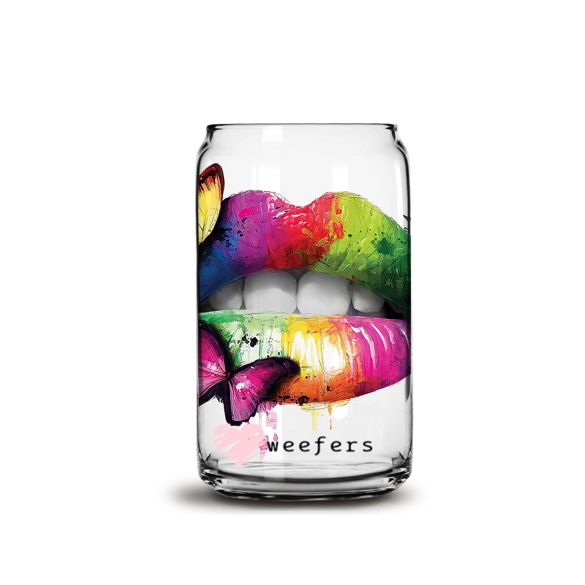 Rainbow Lip 16oz Libbey Glass Can UV DTF or Sublimation Wrap - Decal - Weefers