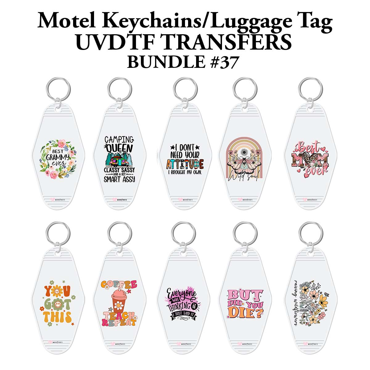 Retro Motel Keychain UV DTF Decal Bundle No. 37 - Weefers