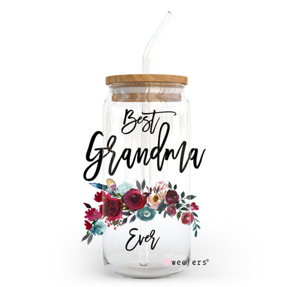 Best Grandma Ever Burgundy 20oz Libbey Glass Can, 34oz Hip Sip, 40oz Tumbler UV DTF or Sublimation Decal Transfer - Weefers