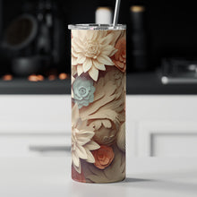 Load image into Gallery viewer, 20oz Skinny Tumbler Wrap - 3D Cream and Blue and Coral

