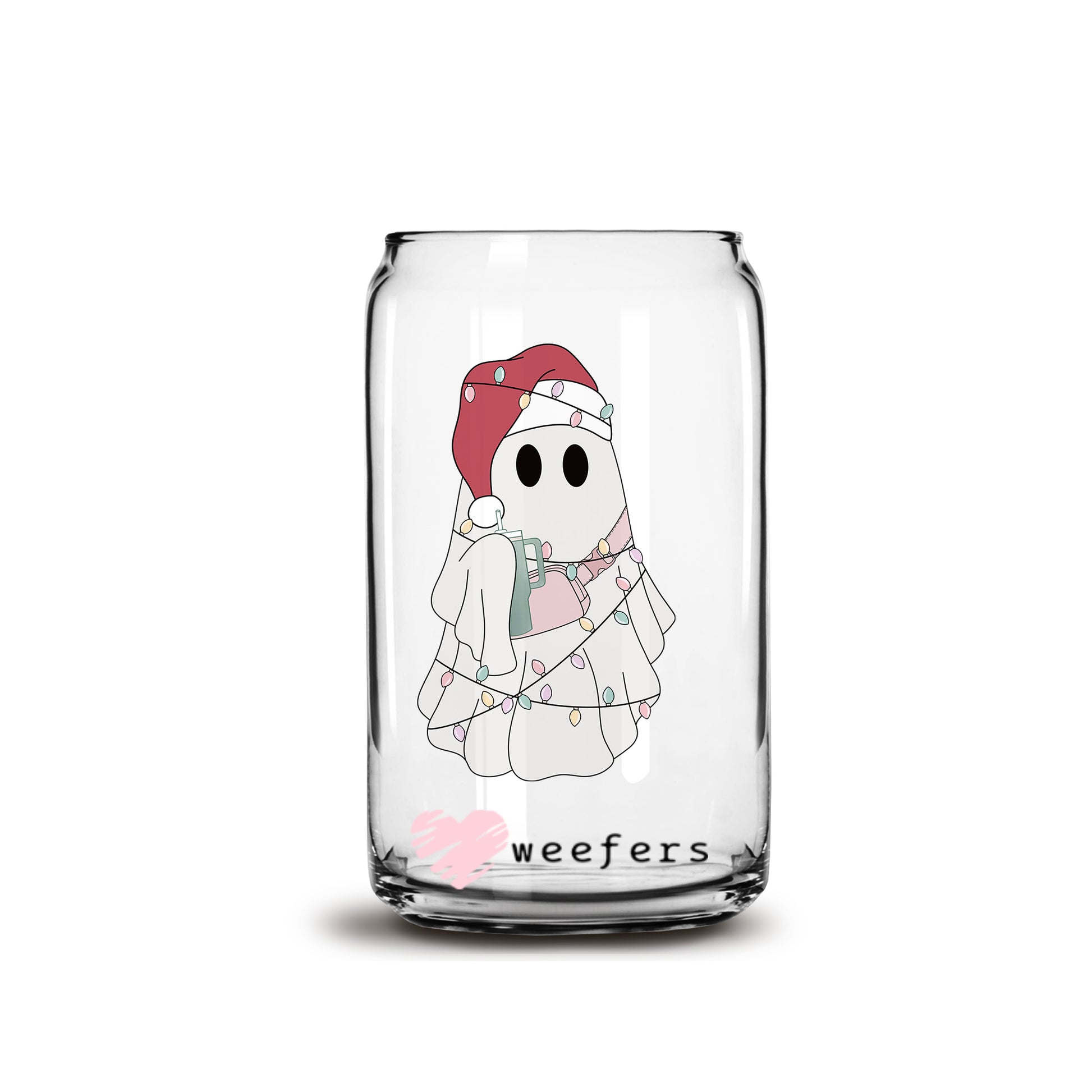 Christmas Boogie Ghost Tumbler 16oz Libbey Glass Can UV DTF or Sublimation Wrap - Decal - Weefers