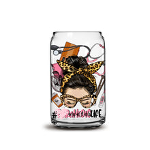 Load image into Gallery viewer, Messy Bun Paramedic 16oz Libbey Glass Can UV-DTF or Sublimation Wrap - Decal
