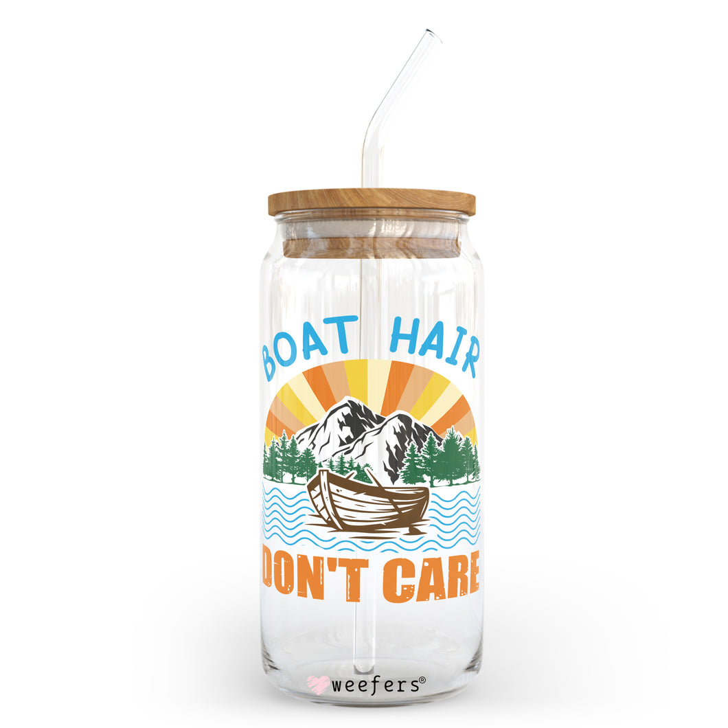 Boat Hair Don't Care 20oz Libbey Glass Can UV-DTF or Sublimation Wrap - Decal
