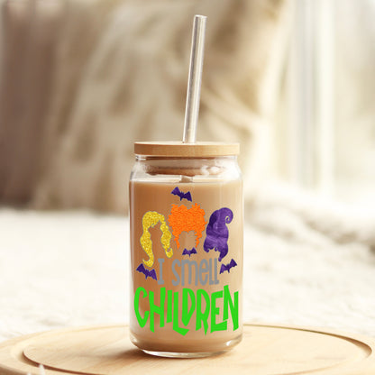 I smell children Halloween 16oz Libbey Glass Can UV DTF or Sublimation Wrap - Decal - Weefers