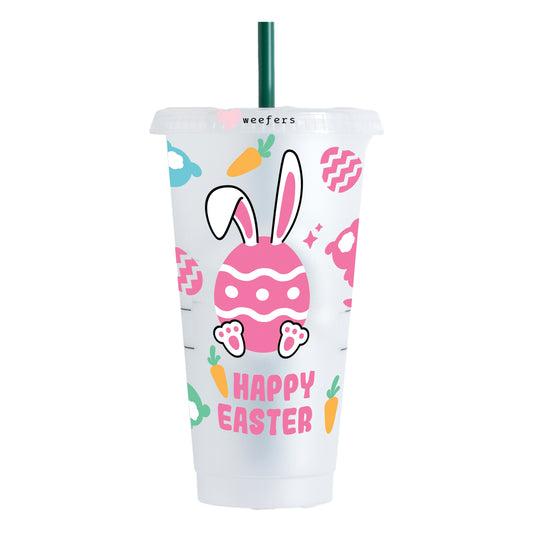 Easter Bunny and Eggs NO HOLE 24oz Cold Cup UV DTF Wrap - Hole - Ready to apply Wrap - Weefers