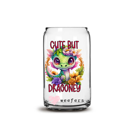 Cute but Dragonley 16oz Libbey Glass Can UV DTF or Sublimation Wrap - Decal - Weefers