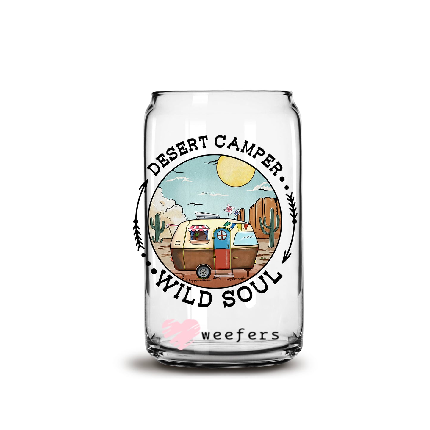 Dessert Camper Wild Soul 16oz Libbey Glass Can UV DTF or Sublimation Wrap - Decal - Weefers