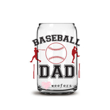 Load image into Gallery viewer, Baseball Dad Red 16oz Libbey Glass Can UV-DTF or Sublimation Wrap - Decal
