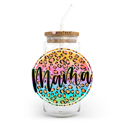 Mama Tri Colored Cheetah 20oz Libbey Glass Can UV DTF or Sublimation Wrap - Decal Transfer - Weefers