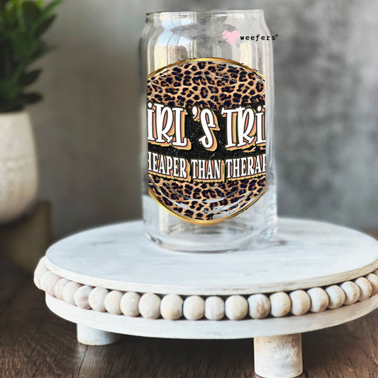 Girls Trip Cheaper Than Therapy 16oz Libbey Glass Can UV DTF or Sublimation Cup Wrap - Decal Transfer Weefers