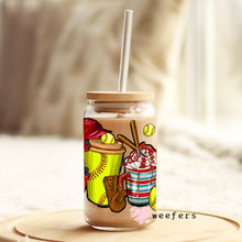 Load image into Gallery viewer, Softball Coffee Latte Libbey Glass Can UV-DTF or Sublimation Wrap - Decal
