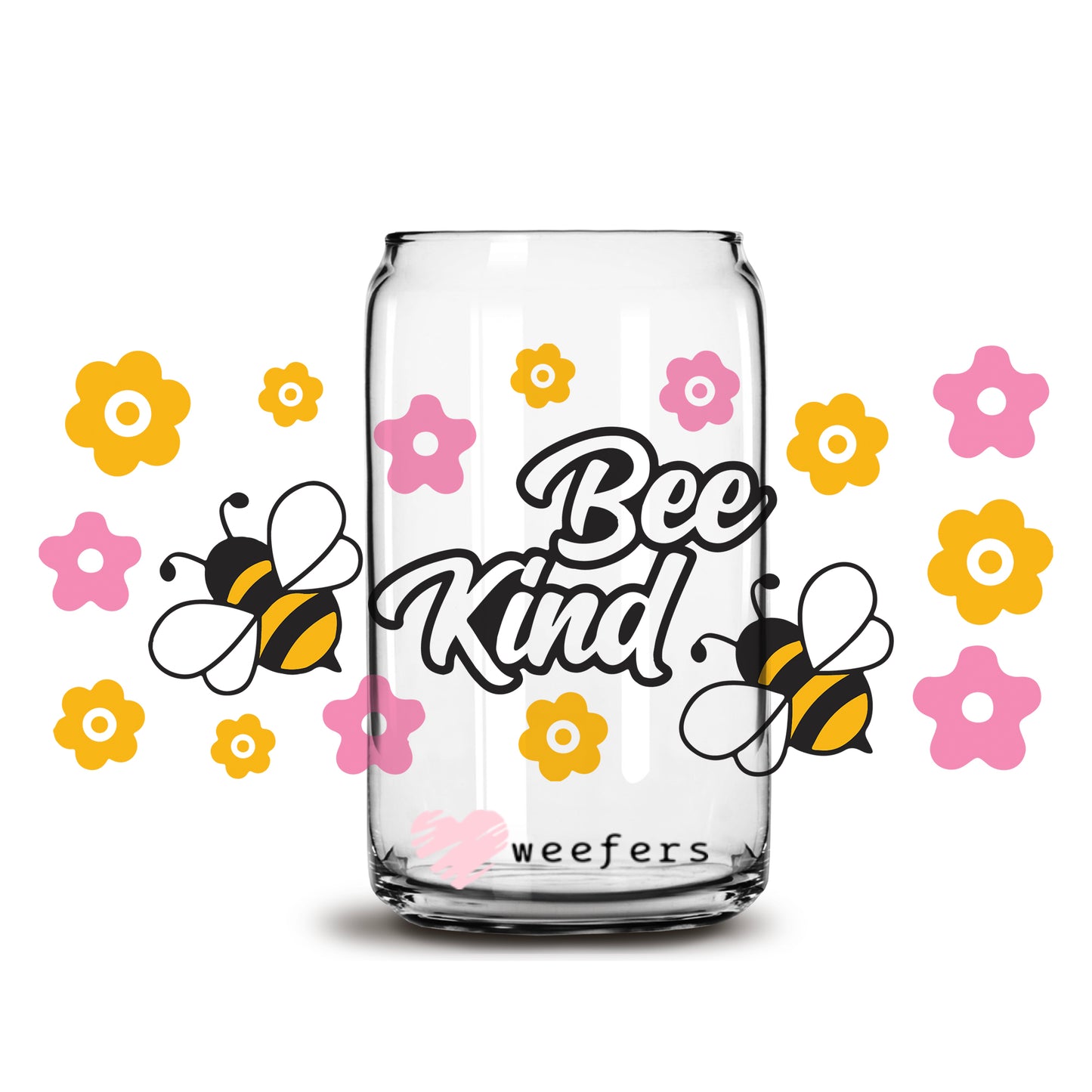 Be Kind Bee Libbey Glass Can UV DTF or Sublimation Wrap - Decal - Weefers