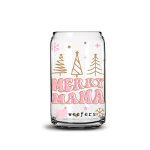 Load image into Gallery viewer, Merry Mama Pink Christmas Trees 16oz Libbey Glass Can UV-DTF or Sublimation Wrap - Decal
