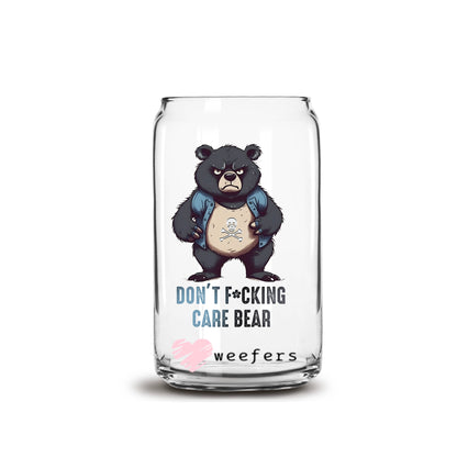 Don't F'ing Care 16oz Libbey Glass Can UV DTF or Sublimation Cup Wrap - Decal Transfer Weefers