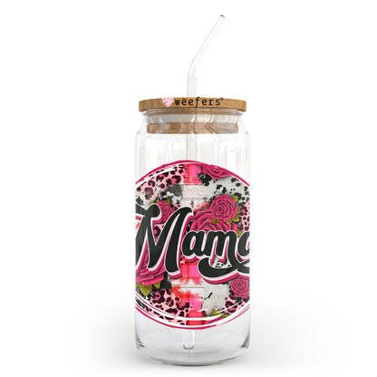 Mama Red Leopard 20oz Libbey Glass Can UV DTF or Sublimation Wrap - Decal Transfer - Weefers