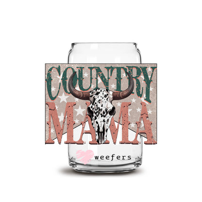 Country Mama 16oz Libbey Glass Can UV DTF or Sublimation Cup Wrap - Decal Transfer - Weefers