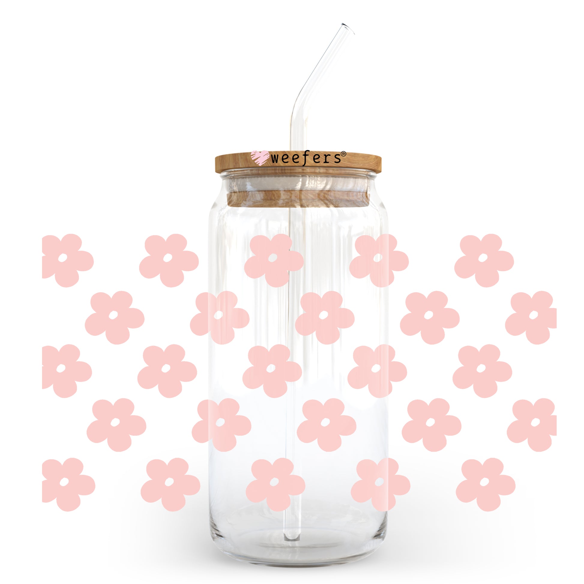 Blush Retro Flowers 20oz Libbey Glass Can, 34oz Hip Sip, 40oz Tumbler UV DTF or Sublimation Decal Transfer - Weefers