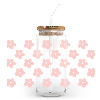 Blush Retro Flowers 20oz Libbey Glass Can, 34oz Hip Sip, 40oz Tumbler UV DTF or Sublimation Decal Transfer - Weefers