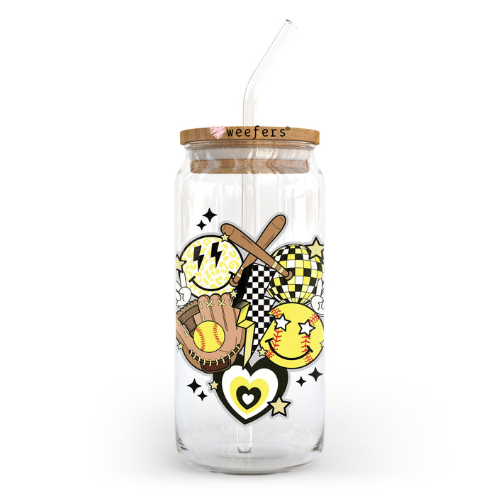 a glass jar filled with lots of stickers