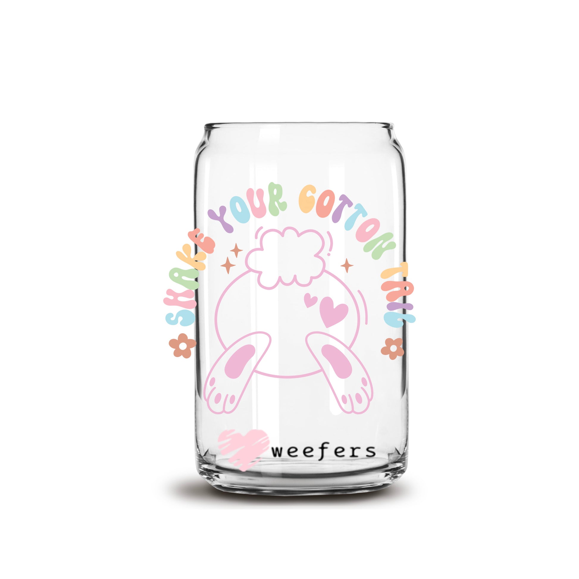 Shake Your Cotton Tail Easter 16oz Libbey Glass Can UV DTF or Sublimation Cup Wrap - Decal Transfer - Weefers