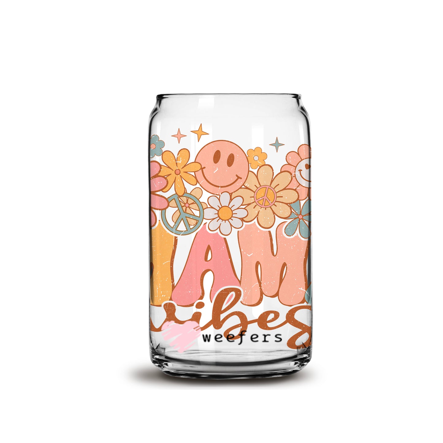 Boho Mama Vibes 16oz Libbey Glass Can UV DTF or Sublimation Wrap - Decal - Weefers