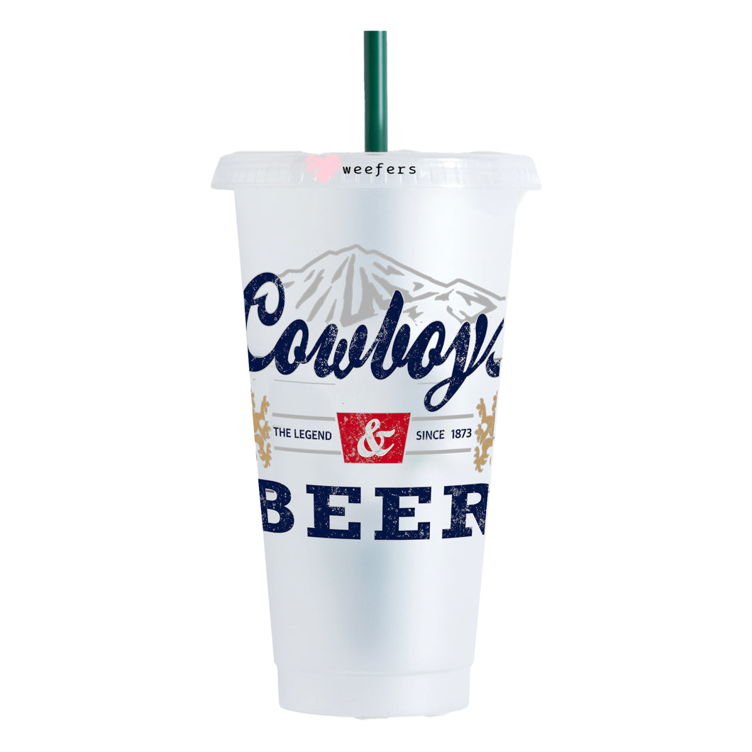 Cowboys and Beer 24oz UV-DTF Cold Cup Wrap - Ready to apply Decal