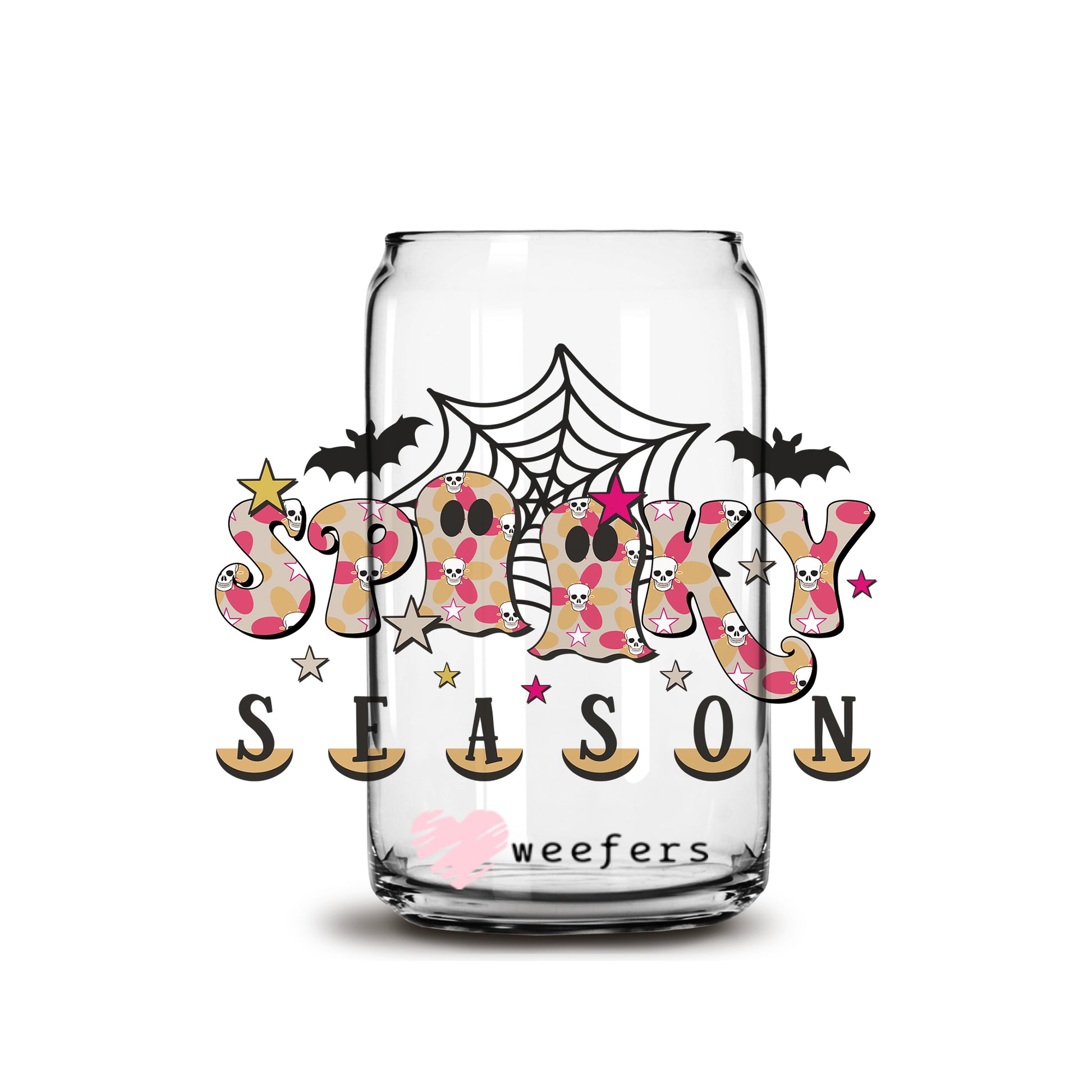 Spooky Season Halloween 16oz Libbey Glass Can UV DTF or Sublimation Wrap - Decal - Weefers