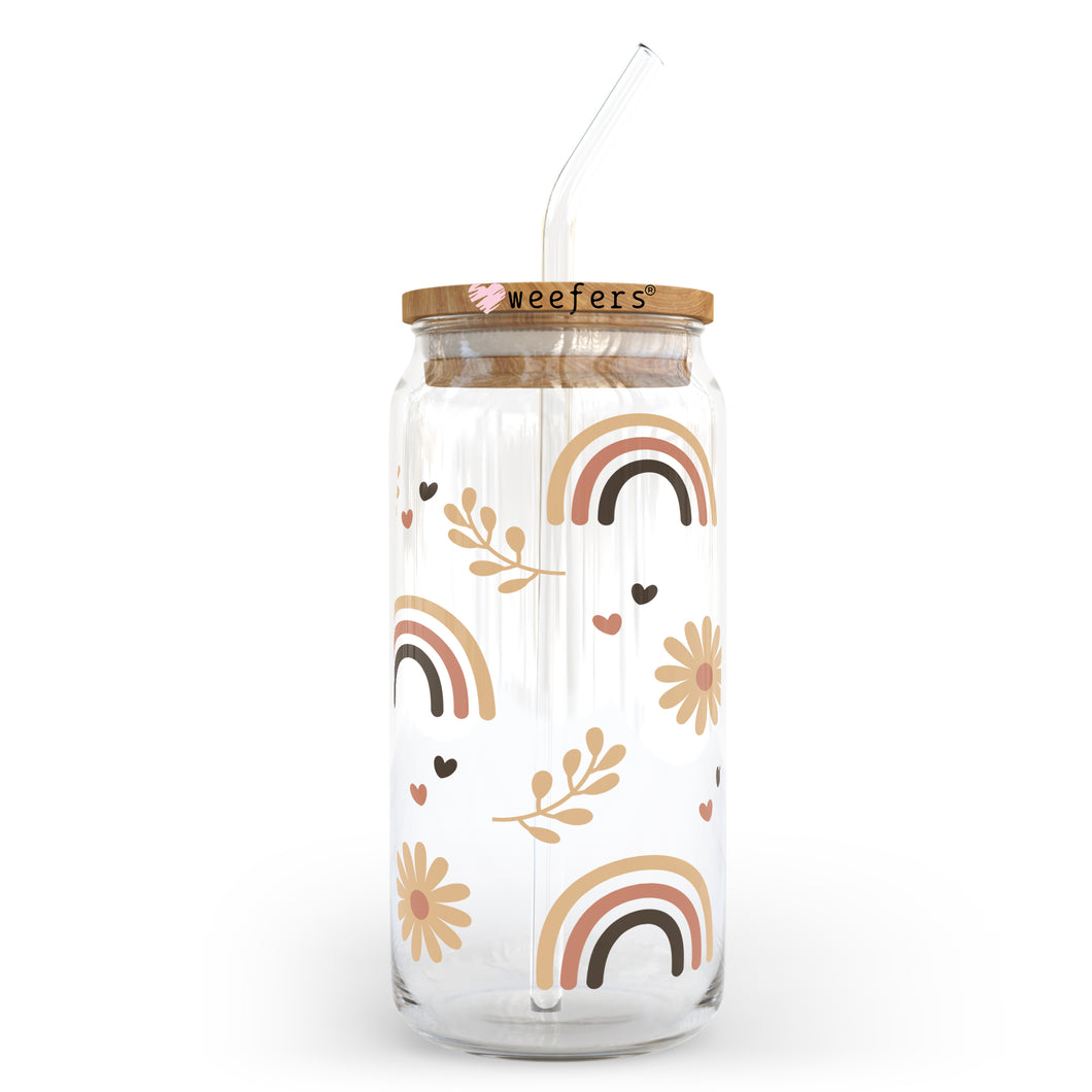 Boho Brown Rainbows 20oz Libbey Glass Can UV-DTF or Sublimation Wrap - Decal