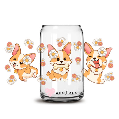 Cuteness Overload Corgi 16oz Libbey Glass Can UV DTF or Sublimation Cup Wrap - Decal Transfer - Weefers