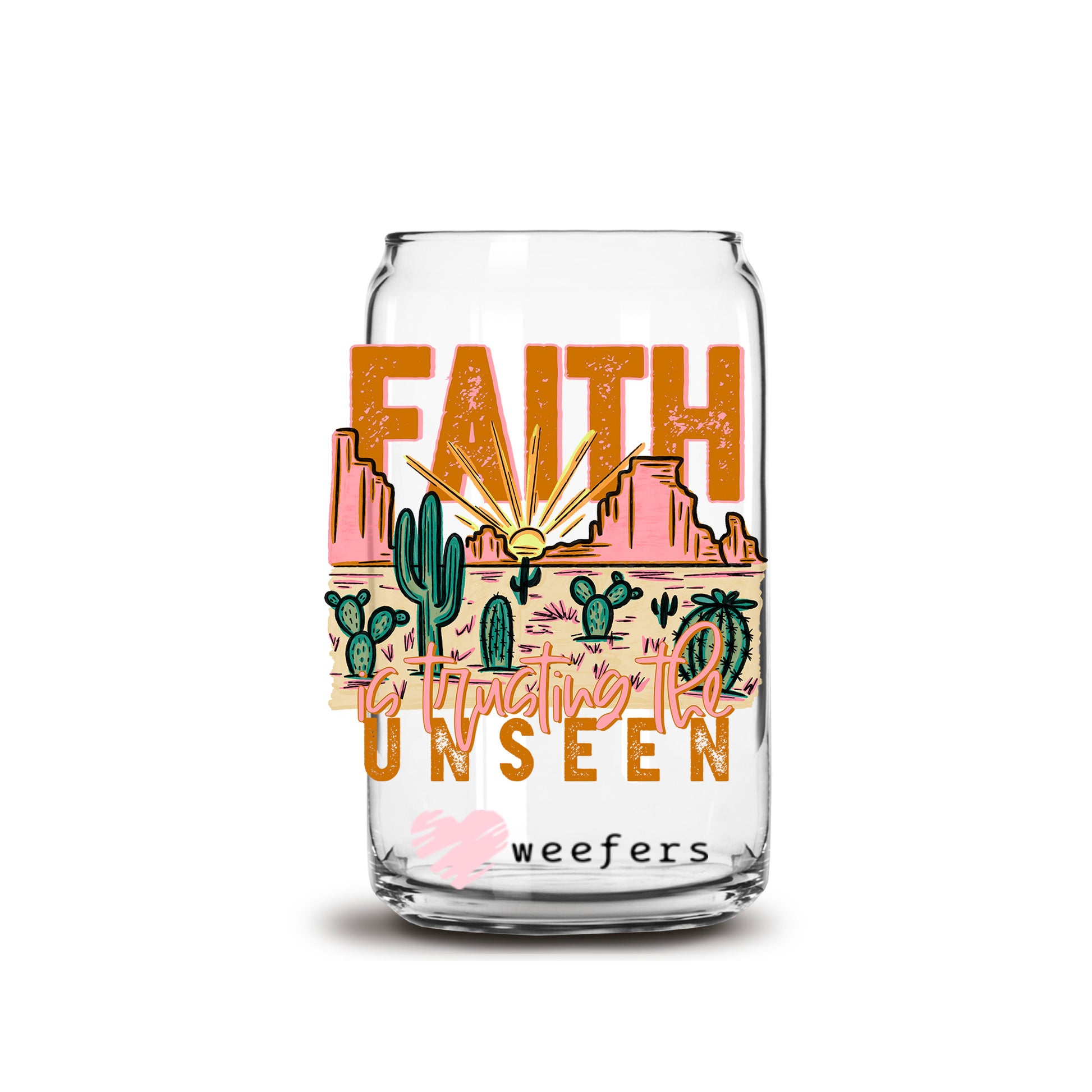 Faith Unseen 16oz Libbey Glass Can UV DTF or Sublimation Cup Wrap - Decal Transfer - Weefers