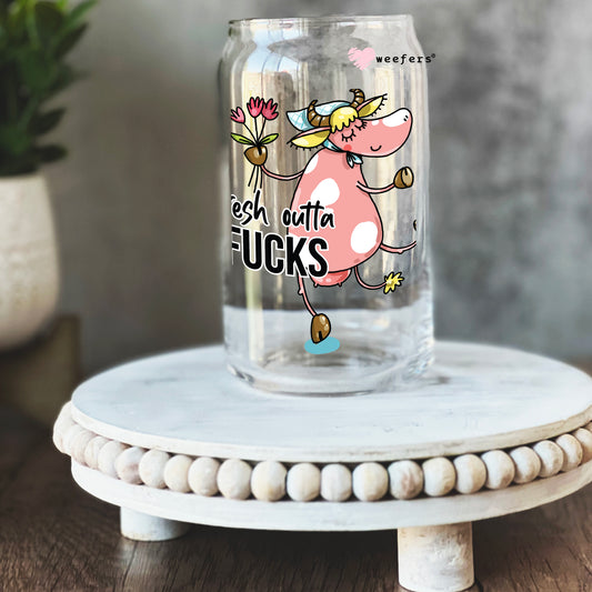 Fresh outta F*cks 16oz Libbey Glass Can UV DTF or Sublimation Wrap - Decal Weefers