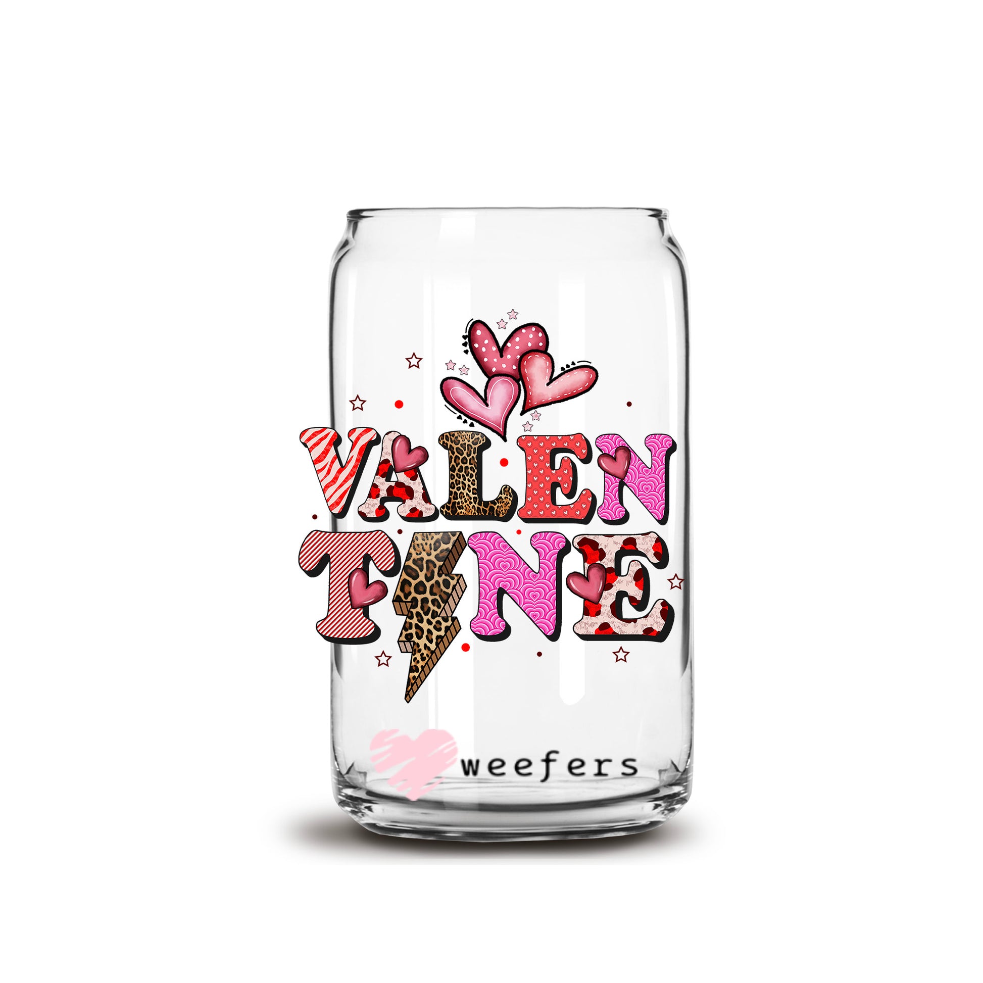 Valentine Stacked 16oz Libbey Glass Can UV DTF or Sublimation Cup Wrap - Decal Transfer - Weefers