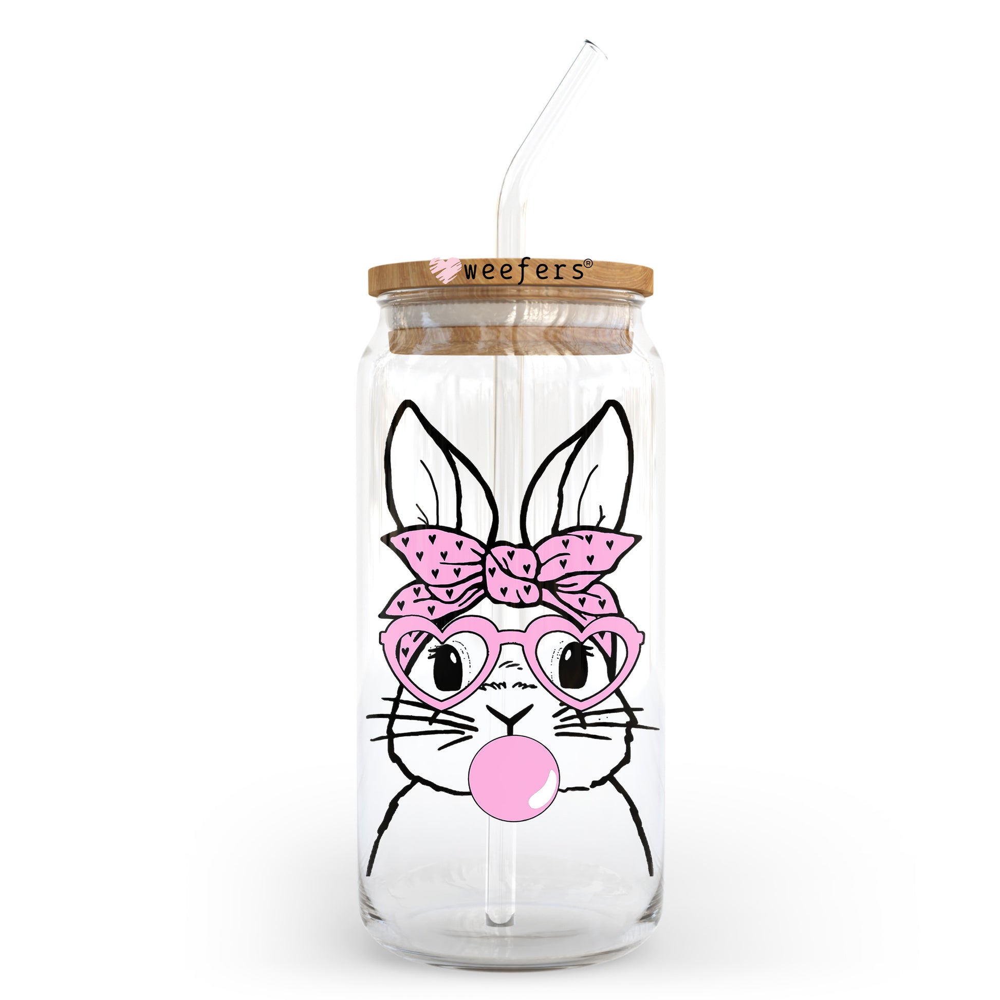 Bunny Bubble Gum 20oz Libbey Glass Can UV DTF or Sublimation Wrap - Decal Transfer - Weefers