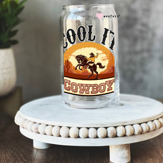 Cool it Cowboy 16oz Libbey Glass Can UV DTF or Sublimation Cup Wrap - Decal Transfer - Weefers