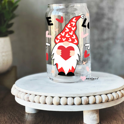 Valentine Love Gnome Libbey Glass Can Wrap UV DTF Sublimation Transfers - Weefers