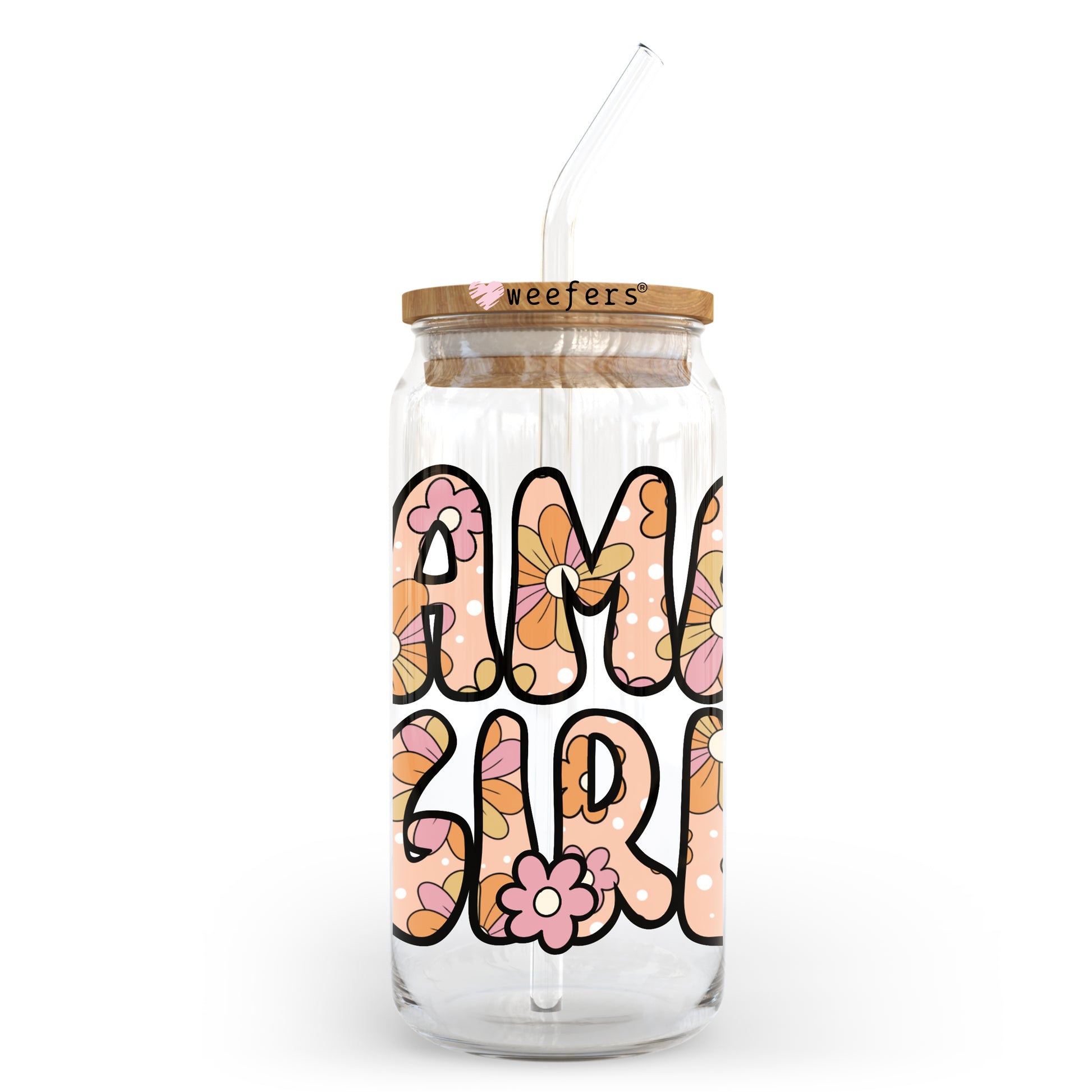 Mama's Girl Floral 20oz Libbey Glass Can UV DTF or Sublimation Wrap - Decal - Weefers