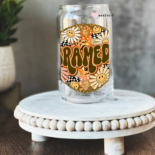 Retro Floral Paramedic 16oz Libbey Glass Can UV DTF or Sublimation Wrap - Decal Weefers