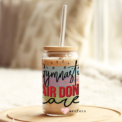 Gymnastics Hair Don't Care 16oz Libbey Glass Can UV DTF or Sublimation Wrap - Decal - Weefers