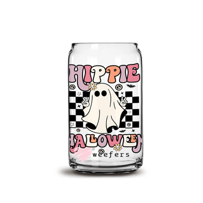 Hippie Halloween 16oz Libbey Glass Can UV DTF or Sublimation Wrap - Decal - Weefers