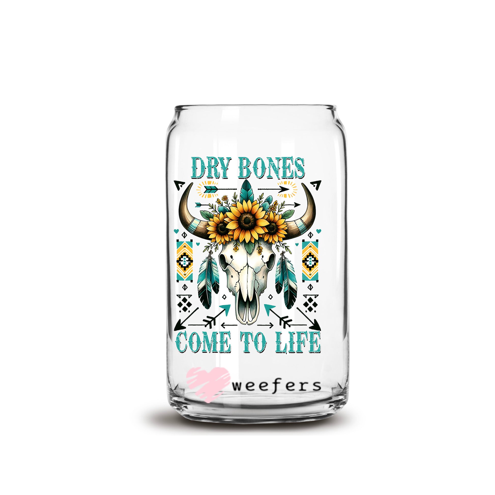 Dry Bones Come to Life 16oz Libbey Glass Can UV DTF or Sublimation Cup Wrap - Decal Transfer Weefers