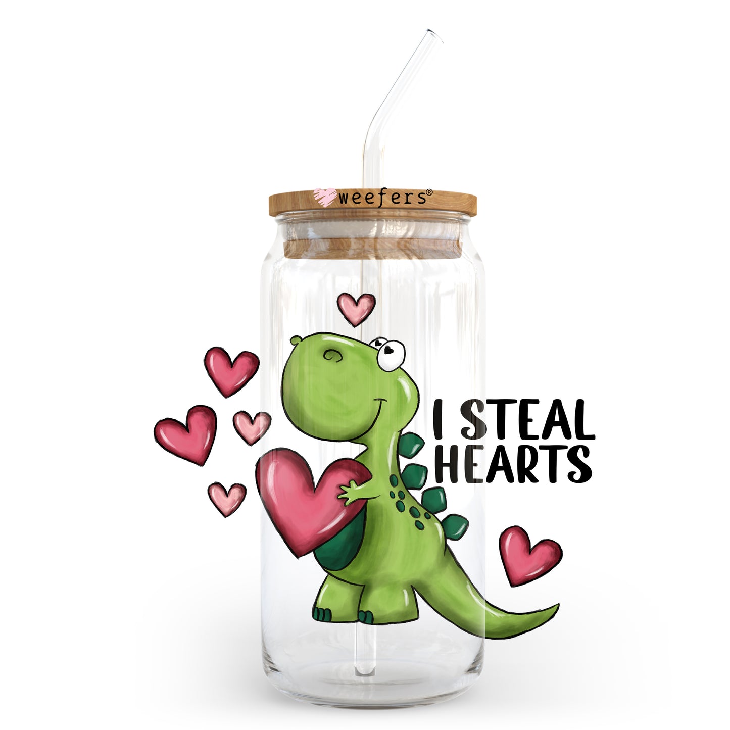 I Steal Hearts Valentine's Day 20oz Libbey Glass Can UV DTF or Sublimation Wrap - Decal - Weefers