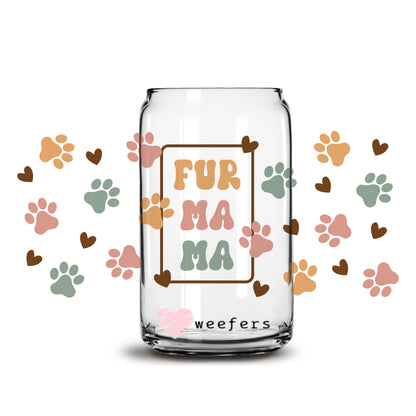 Fur Mom Retro 16oz Libbey Glass Can UV DTF or Sublimation Wrap - Decal - Weefers