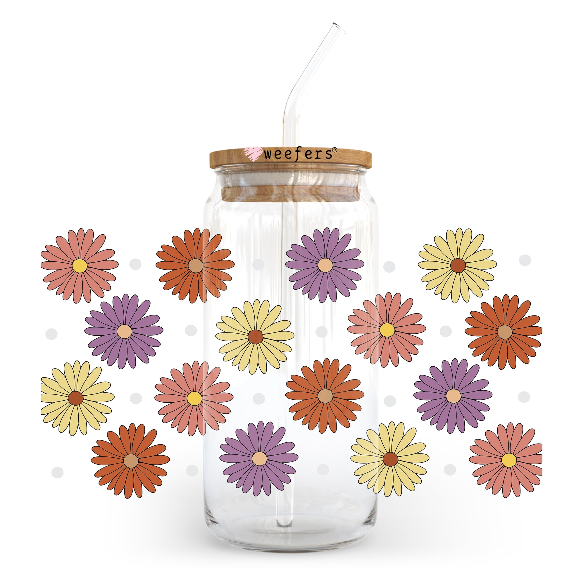 Retro Daisies 20oz Libbey Glass Can, 34oz Hip Sip, 40oz Tumbler UV DTF or Sublimation Decal Transfer - Weefers