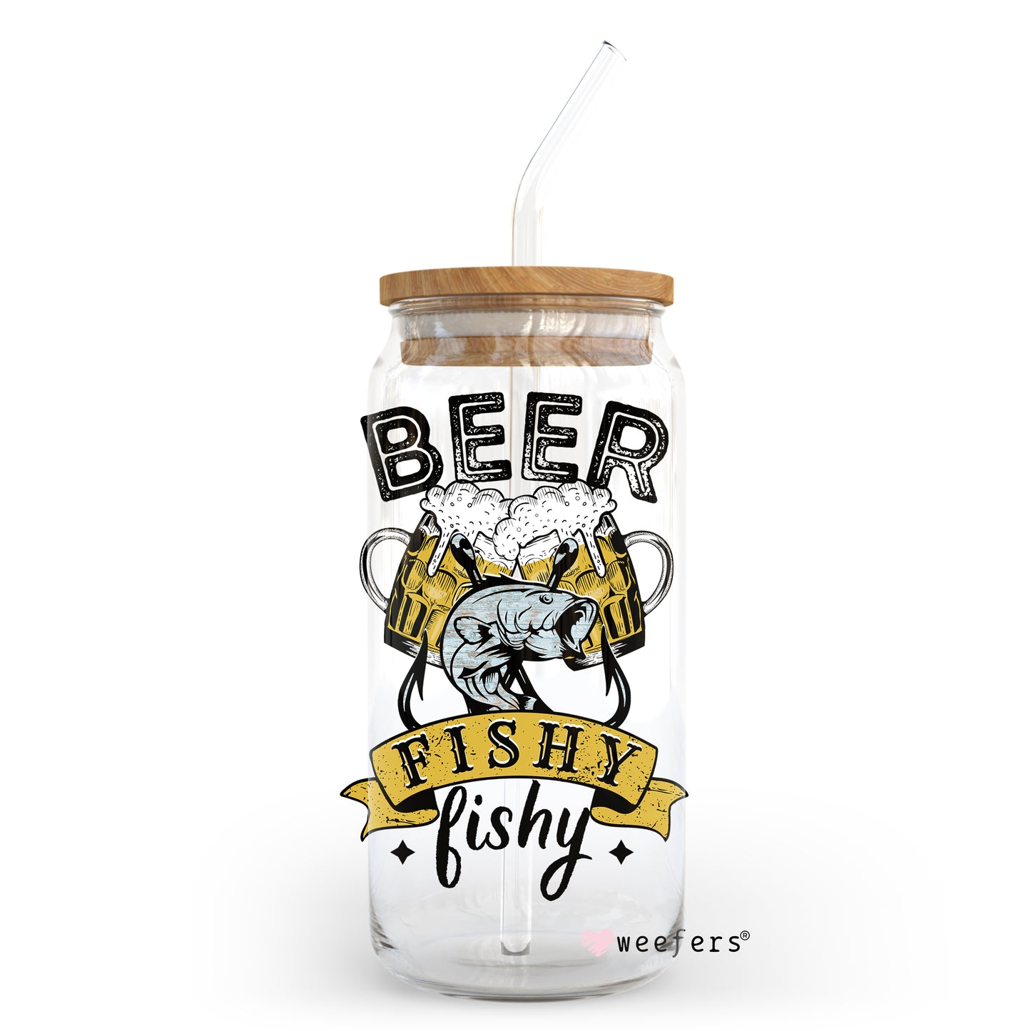 Beer Fishy Fishy 20oz Libbey Glass Can, 34oz Hip Sip, 40oz Tumbler UV DTF or Sublimation Decal Transfer - Weefers